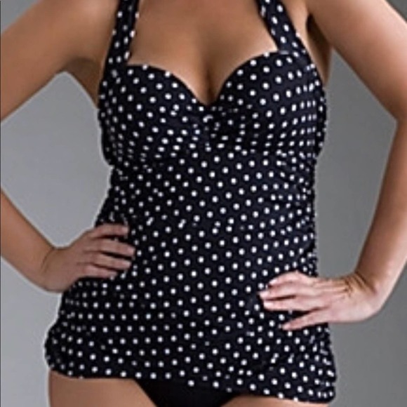 Lane Bryant Black & White Polka Dot Pinup Swimsuit